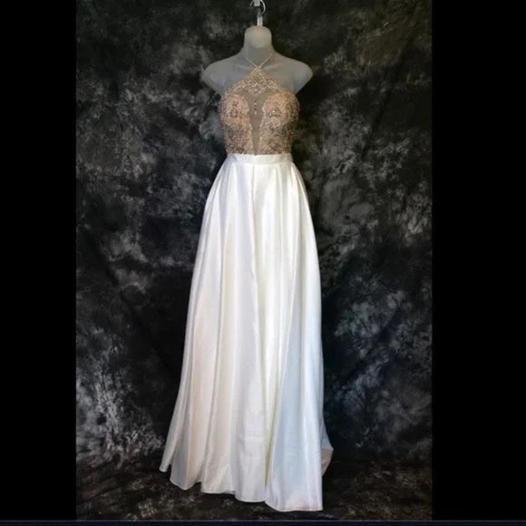 Vienna Prom Halter Satin Gown - Picture 4 of 6